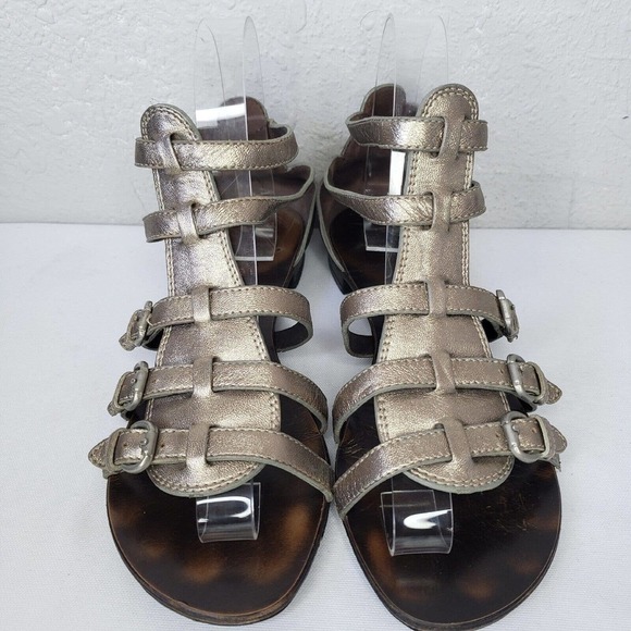 Giuseppe Zanotti Gladiators Gold Leather Flat Sandals Ankle Buckle - Picture 2 of 11